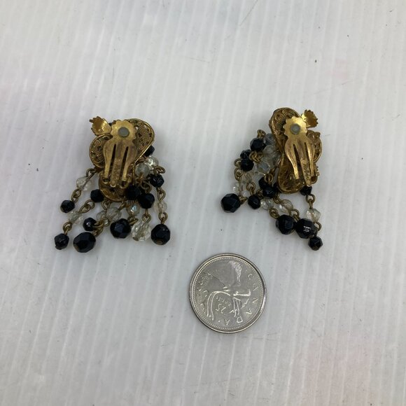 Vtg '50 ROBERT 2" dangle waterfall  crystal rhinestone weddding bridal earrings - Picture 3 of 4